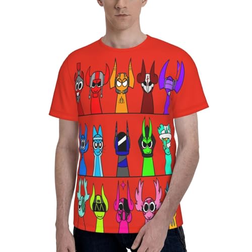 Sprunki T-Shirt,Men's 3D Printed Crew Neck Short Sleeve Tees Shirts,Tees Short Sleeve Tops