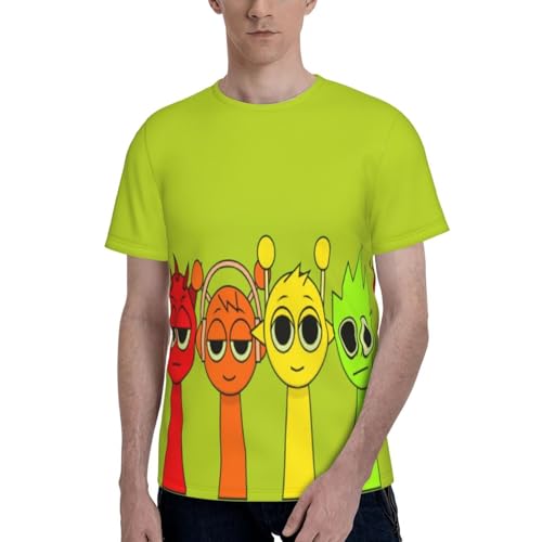 Sprunki T-Shirt,Men's 3D Printed Crew Neck Short Sleeve Tees Shirts,Tees Short Sleeve Tops