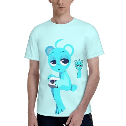 Sprunki T-Shirt,Men's 3D Printed Crew Neck Short Sleeve Tees Shirts,Tees Short Sleeve Tops