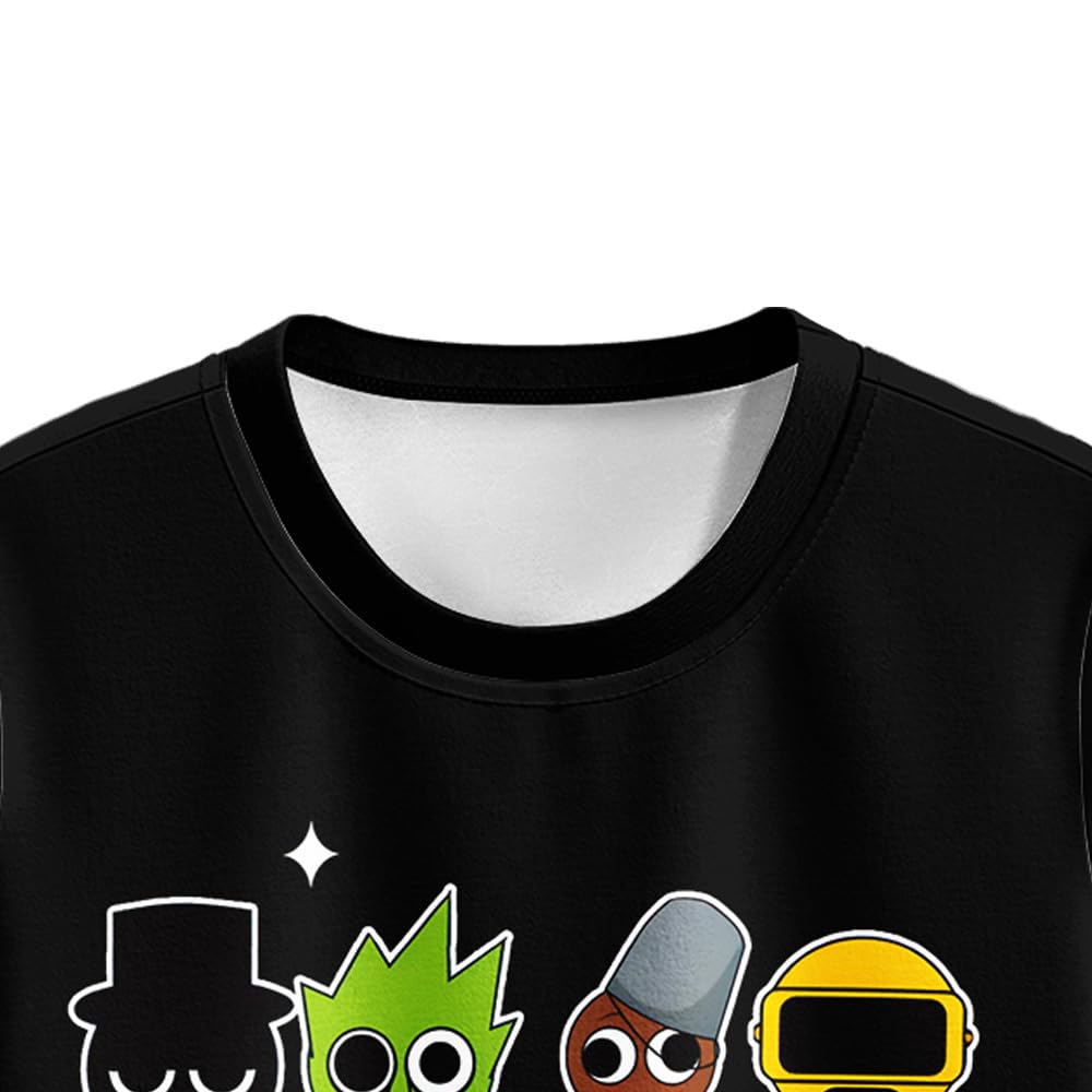 Boys Girls Sprunki Tshirts and Pants 2Pcs Sets Kids Music Game Tee Pants Sets for 5-12Y Adventure Casual Child Clothes