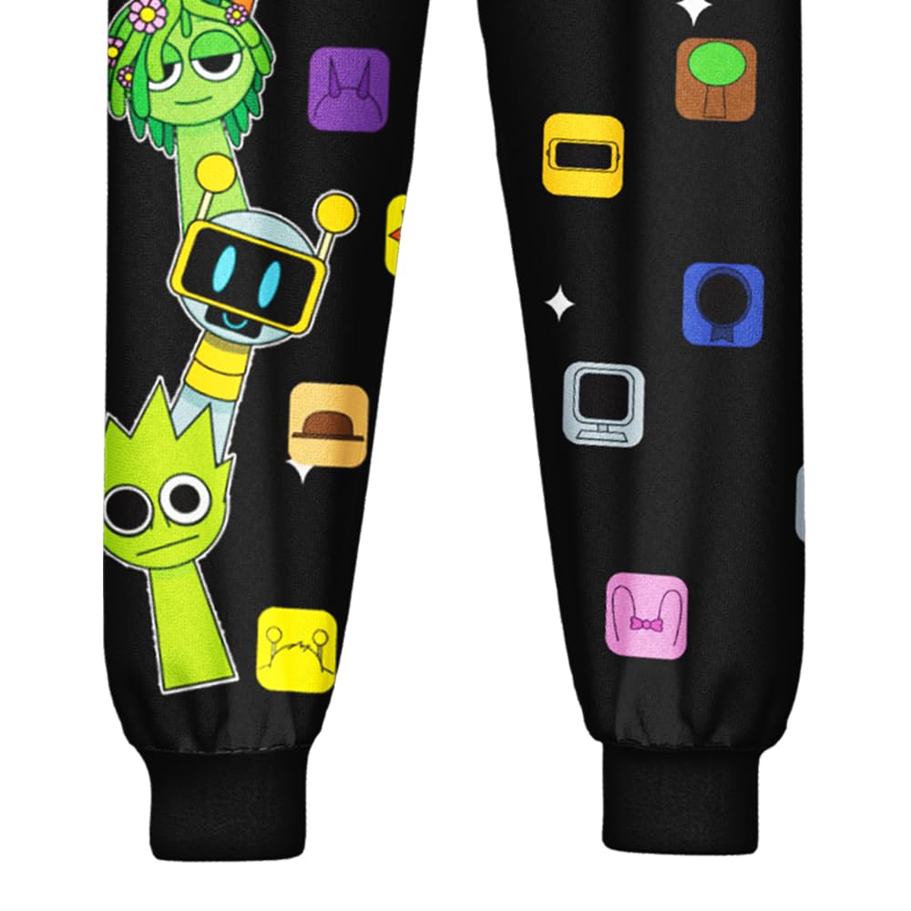 Boys Girls Sprunki Tshirts and Pants 2Pcs Sets Kids Music Game Tee Pants Sets for 5-12Y Adventure Casual Child Clothes