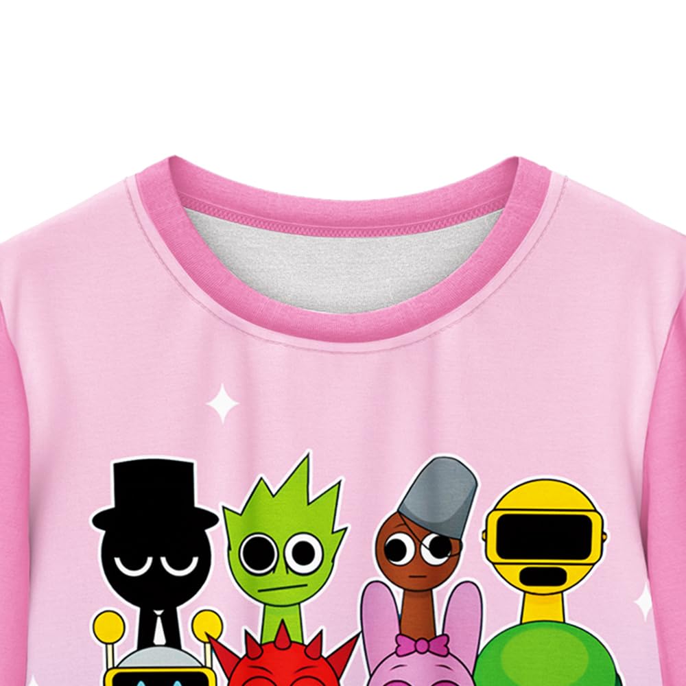 Boys Girls Sprunki Tshirts and Pants 2Pcs Sets Kids Music Game Tee Pants Sets for 5-12Y Adventure Casual Child Clothes