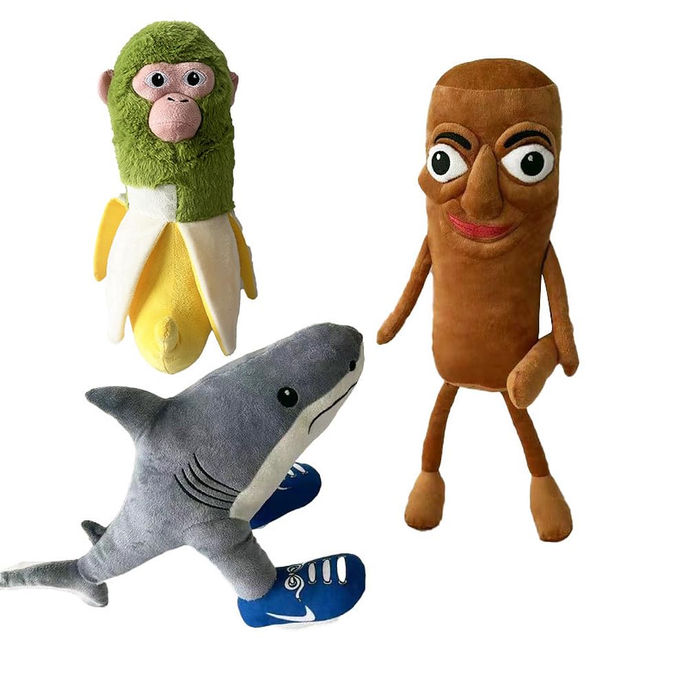 Tung Tung Tung Sahur Plush Italian and Brainrot Tralalero Tralala Pillow, Italian and Brainrot Tralalero Tralala Shark Plush Figurines Gaming Fans Stuffed Figure Pillows for Room Decoration