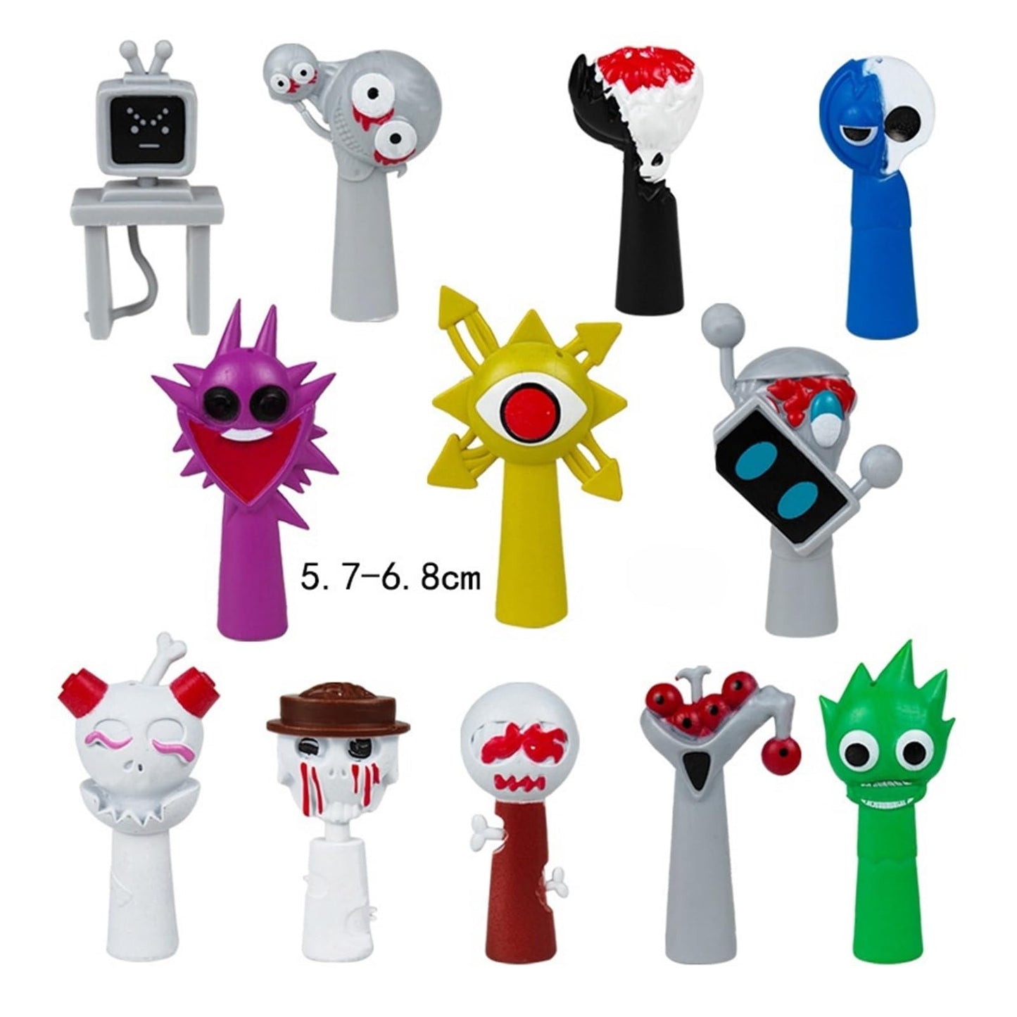 Sprunki Cartoon Characters, 12 Packs of Colorful Toy Characters, PVC Action Anime Model Sculpture Collection Decorative Gift, Suitable For 3+ Boys And Girls Safe, Durable, Fun, Suitable for all Sprunki fans