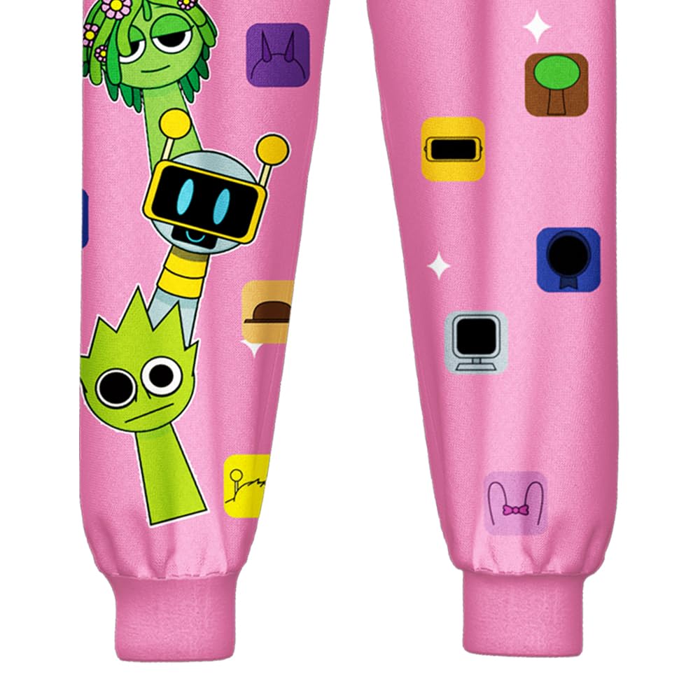 Boys Girls Sprunki Tshirts and Pants 2Pcs Sets Kids Music Game Tee Pants Sets for 5-12Y Adventure Casual Child Clothes