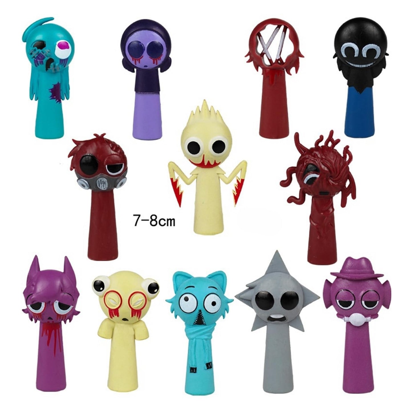 Sprunki Cartoon Characters, 12 Packs of Colorful Toy Characters, PVC Action Anime Model Sculpture Collection Decorative Gift, Suitable For 3+ Boys And Girls Safe, Durable, Fun, Suitable for all Sprunki fans