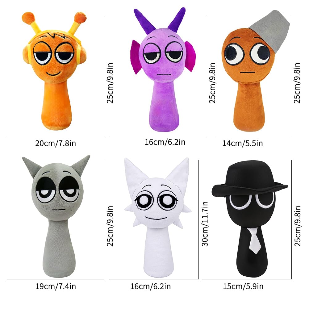 Sprunki Plushies Merch, Sprunki Toys Plush, Realistic Cute Soft Stuffed Animal Doll Pillows Game Fans Boy Girl Kids (2PCS)