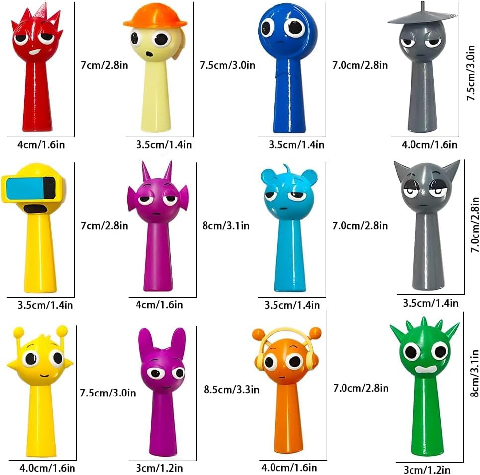 Sprunki Plush Toy Amazon Cartoon Figures 12 Pieces PVC Action Anime Model Statue Collectible Decoration Gifts for Girls and Boys