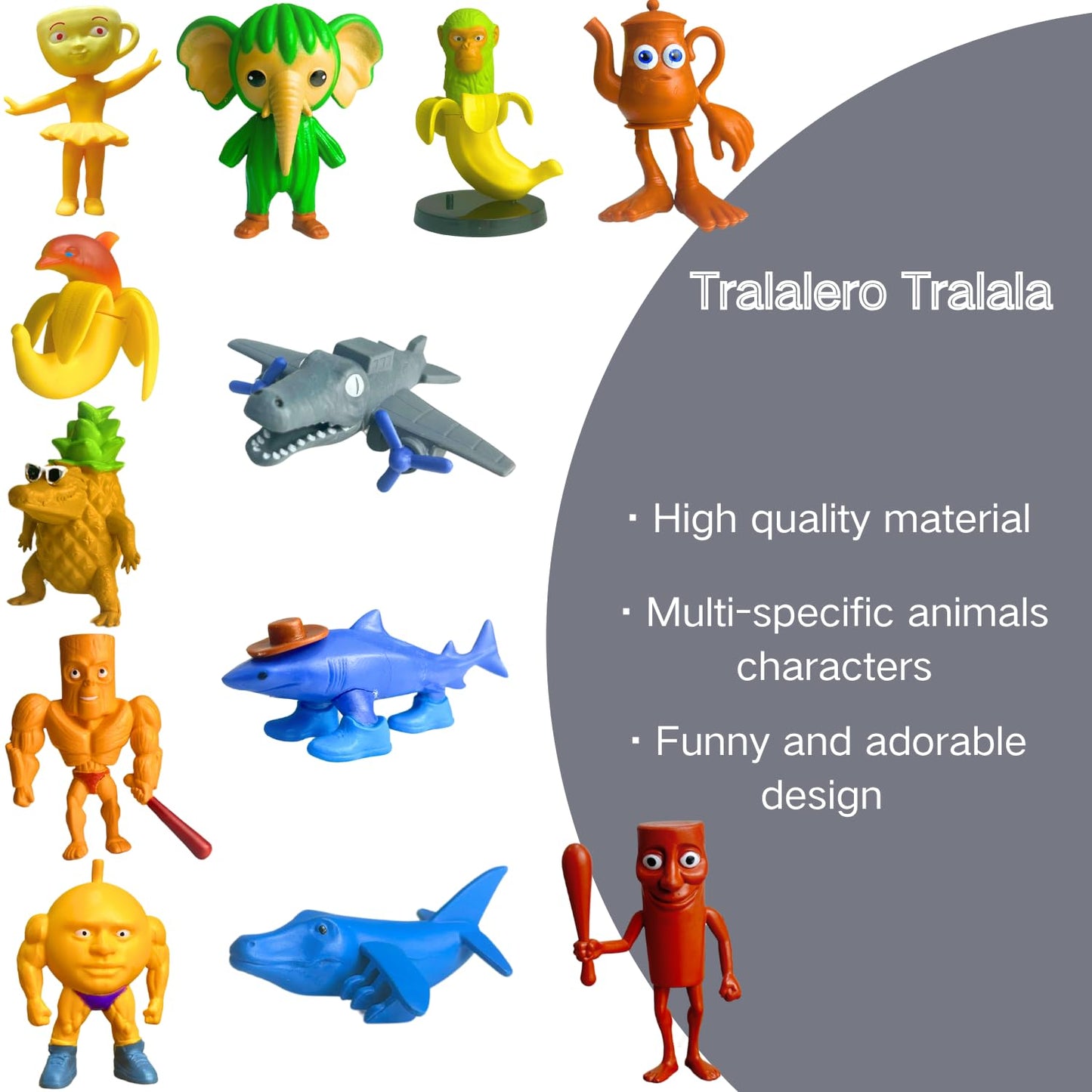 Tralalero Tralala Action Figure, 8PCS Italian Brainrot Meme Shark Figures Toys, Collectible Animals Figurine Doll Gifts for Fans (MulticolorB)
