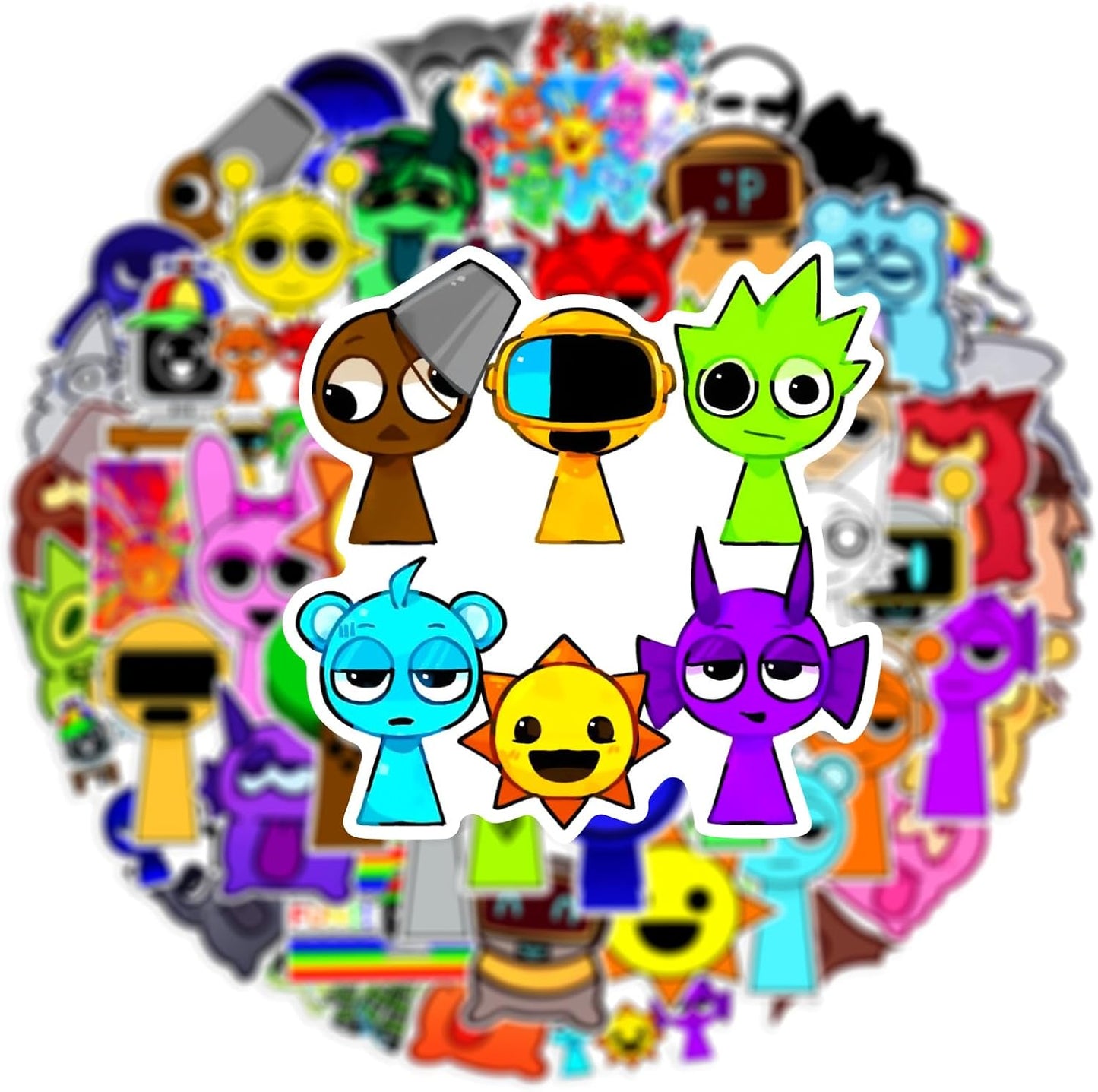 50 Pcs Sprunki Stickers for Kids, Waterproof Removable Stickers for Boys and Girls in Water Bottles laptops Phones Guitar Suitcase, Children's Cartoon Game Stickers for Fans Favors