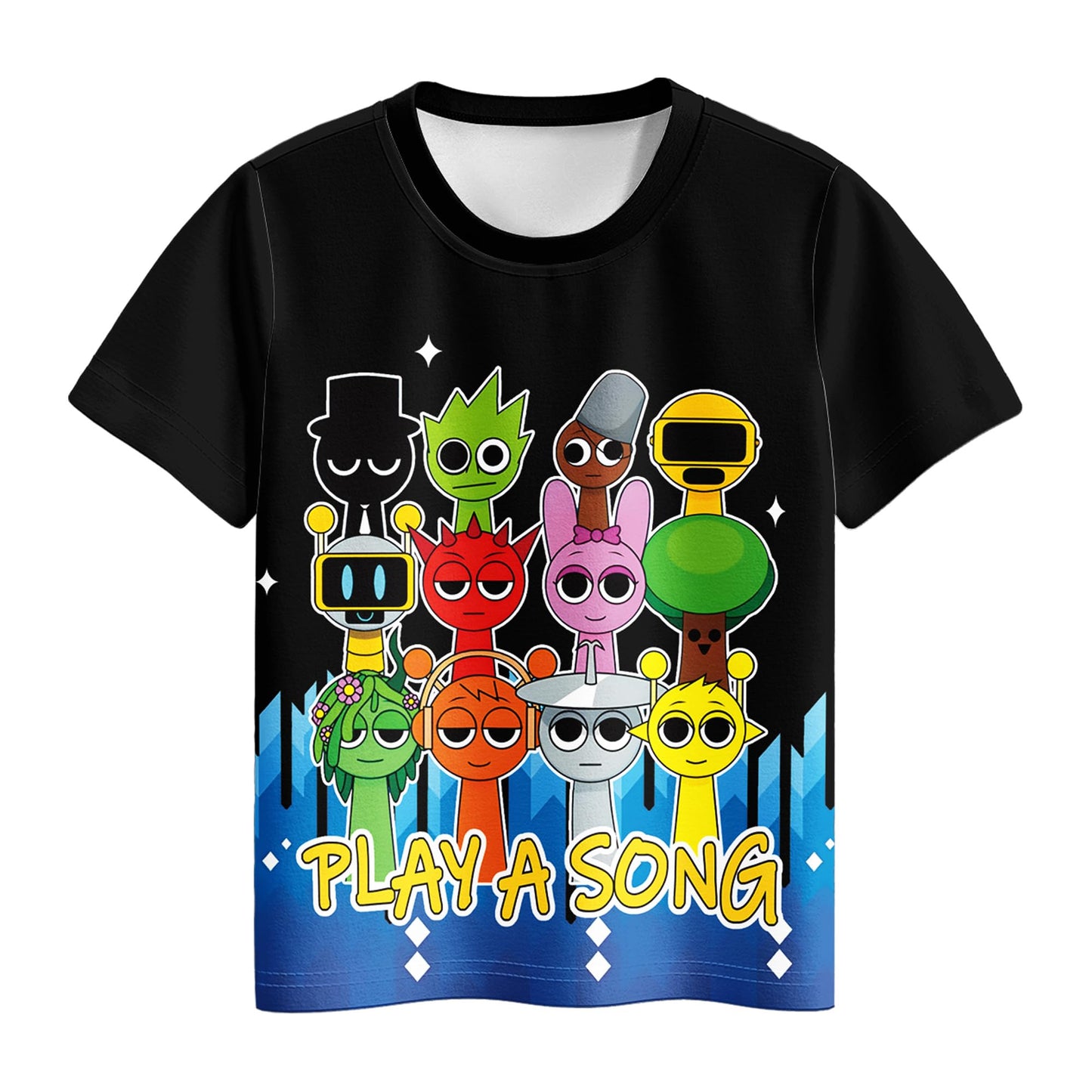 Boys Girls Sprunki Tshirts and Pants 2Pcs Sets Kids Music Game Tee Pants Sets for 5-12Y Adventure Casual Child Clothes
