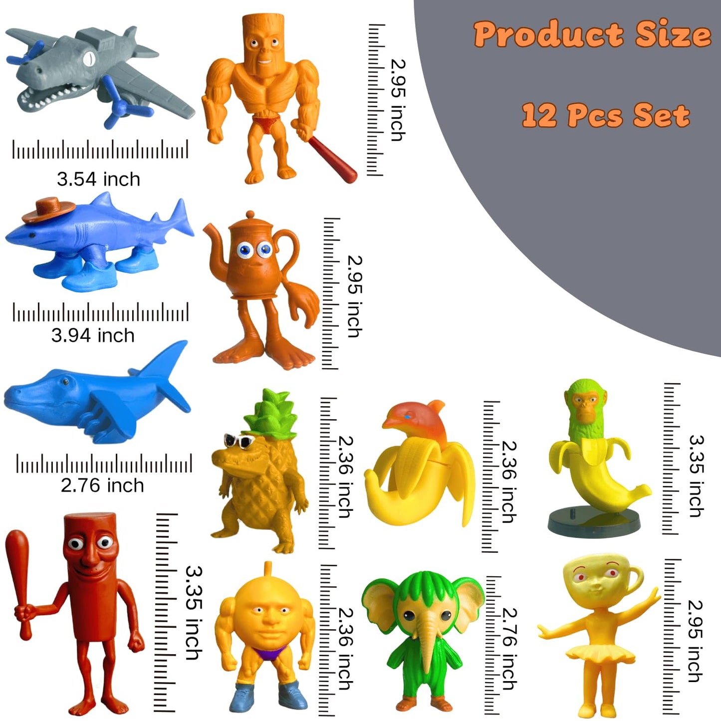 Tralalero Tralala Action Figure, 8PCS Italian Brainrot Meme Shark Figures Toys, Collectible Animals Figurine Doll Gifts for Fans (MulticolorB)