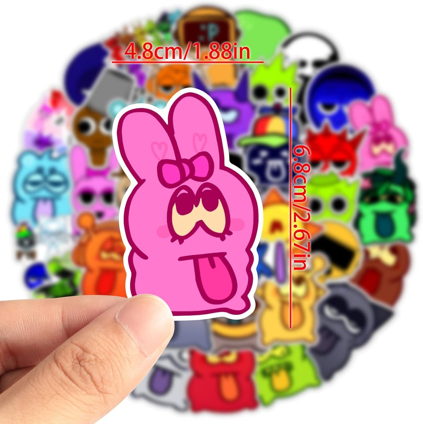 50 Pcs Sprunki Stickers for Kids, Waterproof Removable Stickers for Boys and Girls in Water Bottles laptops Phones Guitar Suitcase, Children's Cartoon Game Stickers for Fans Favors