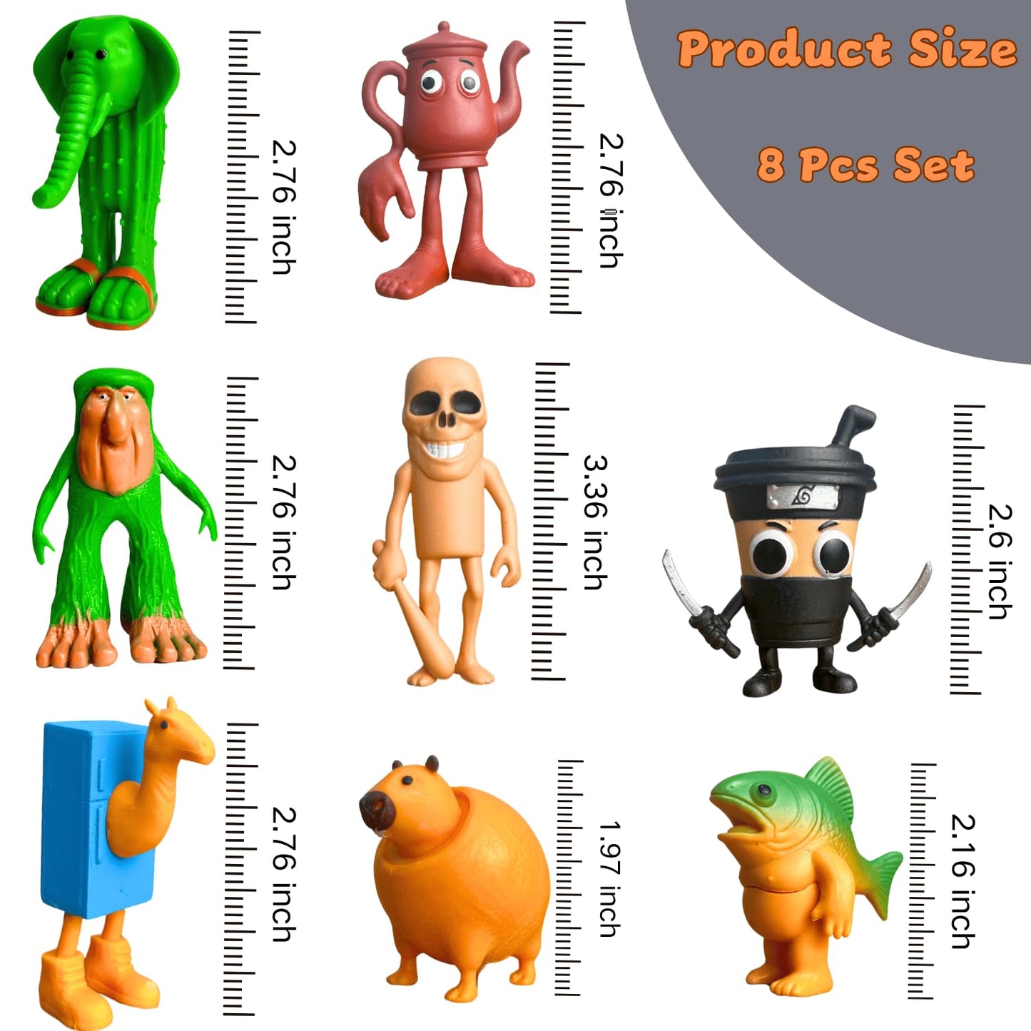 Tralalero Tralala Action Figure, 8PCS Italian Brainrot Meme Shark Figures Toys, Collectible Animals Figurine Doll Gifts for Fans (MulticolorB)