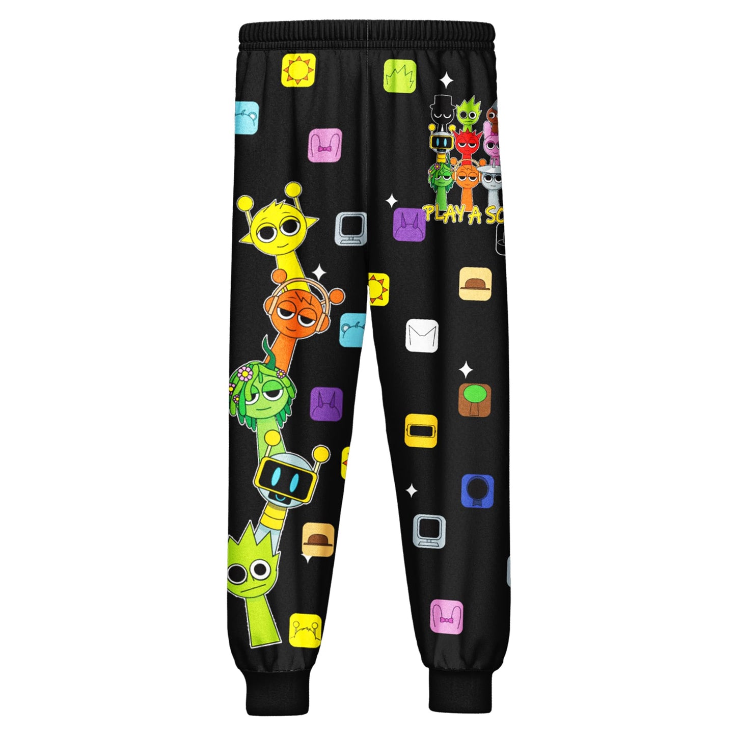 Boys Girls Sprunki Tshirts and Pants 2Pcs Sets Kids Music Game Tee Pants Sets for 5-12Y Adventure Casual Child Clothes