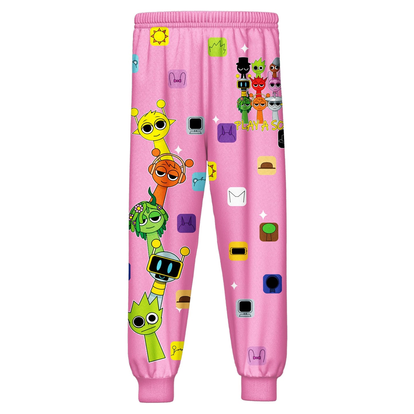 Boys Girls Sprunki Tshirts and Pants 2Pcs Sets Kids Music Game Tee Pants Sets for 5-12Y Adventure Casual Child Clothes