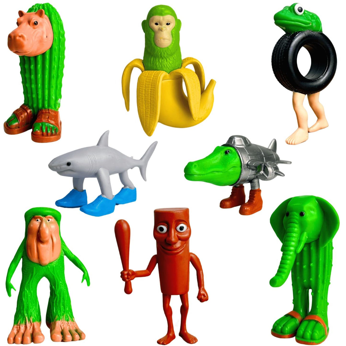 Tralalero Tralala Action Figure, 8PCS Italian Brainrot Meme Shark Figures Toys, Collectible Animals Figurine Doll Gifts for Fans (MulticolorB)