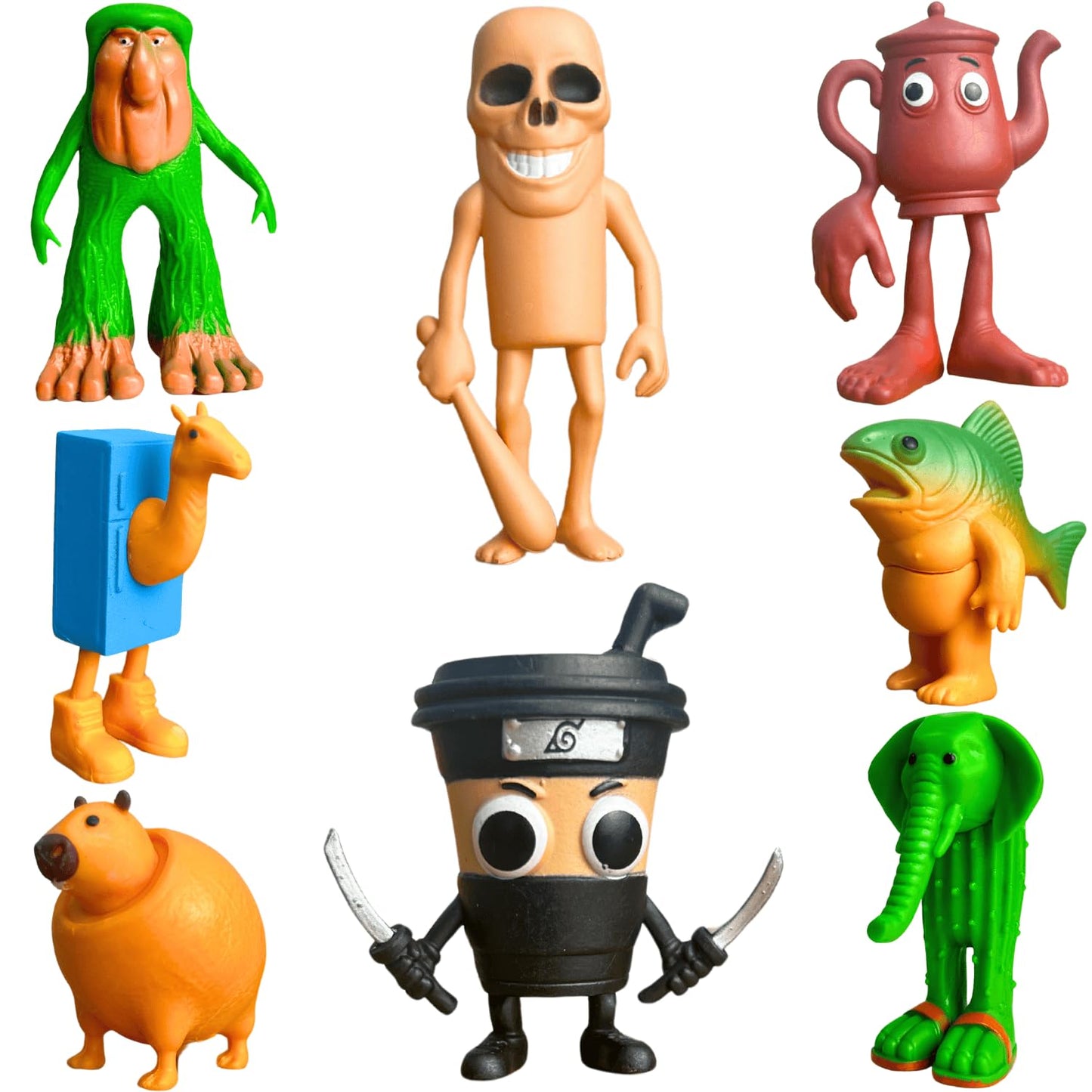 Tralalero Tralala Action Figure, 8PCS Italian Brainrot Meme Shark Figures Toys, Collectible Animals Figurine Doll Gifts for Fans (MulticolorB)