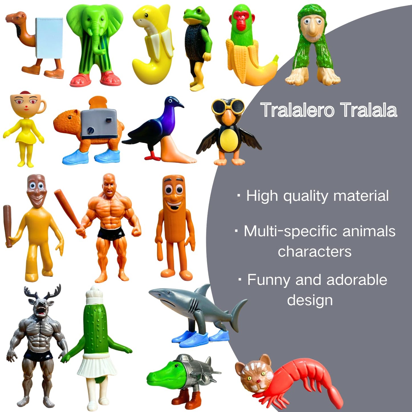 Tralalero Tralala Action Figure, 8PCS Italian Brainrot Meme Shark Figures Toys, Collectible Animals Figurine Doll Gifts for Fans (MulticolorB)