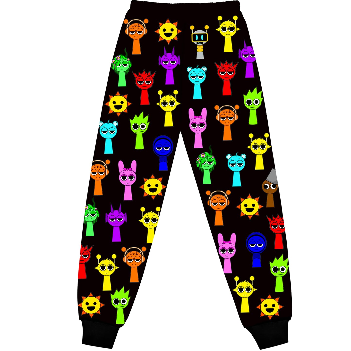 Boys Girls Sprunki Pants Set Kids Music Adventure T-Shirt 2 PCS Long Sleeve Cartoon Monster Game Clothes Outfit