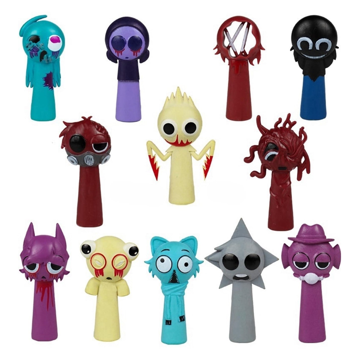 Sprunki Cartoon Characters, 12 Packs of Colorful Toy Characters, PVC Action Anime Model Sculpture Collection Decorative Gift, Suitable For 3+ Boys And Girls Safe, Durable, Fun, Suitable for all Sprunki fans