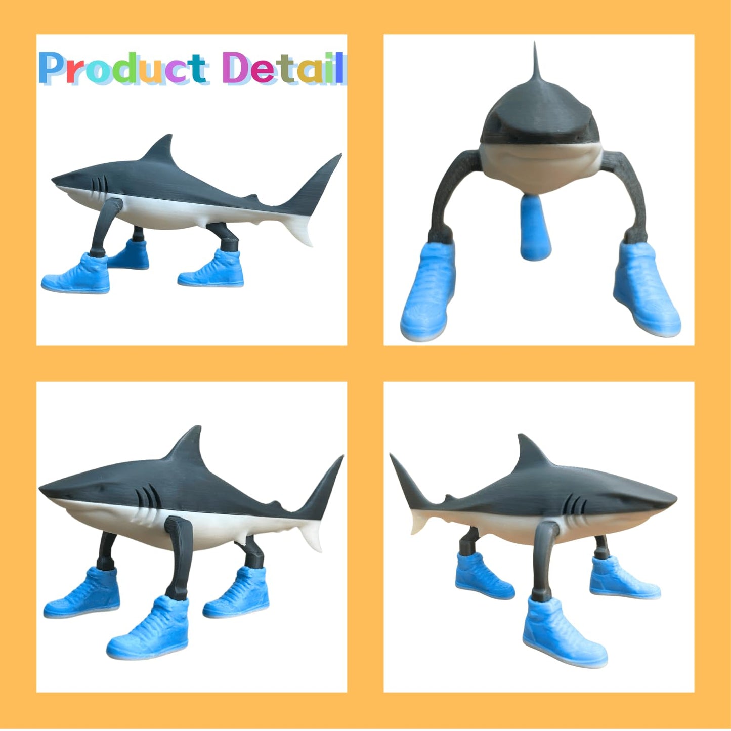 Tralalero Tralala Decoration, Meme Shark Figurines, Creative 3D Italian Brainrot Shark in Sneakers, Collectible Figurine Gifts for Fans (Yellow)