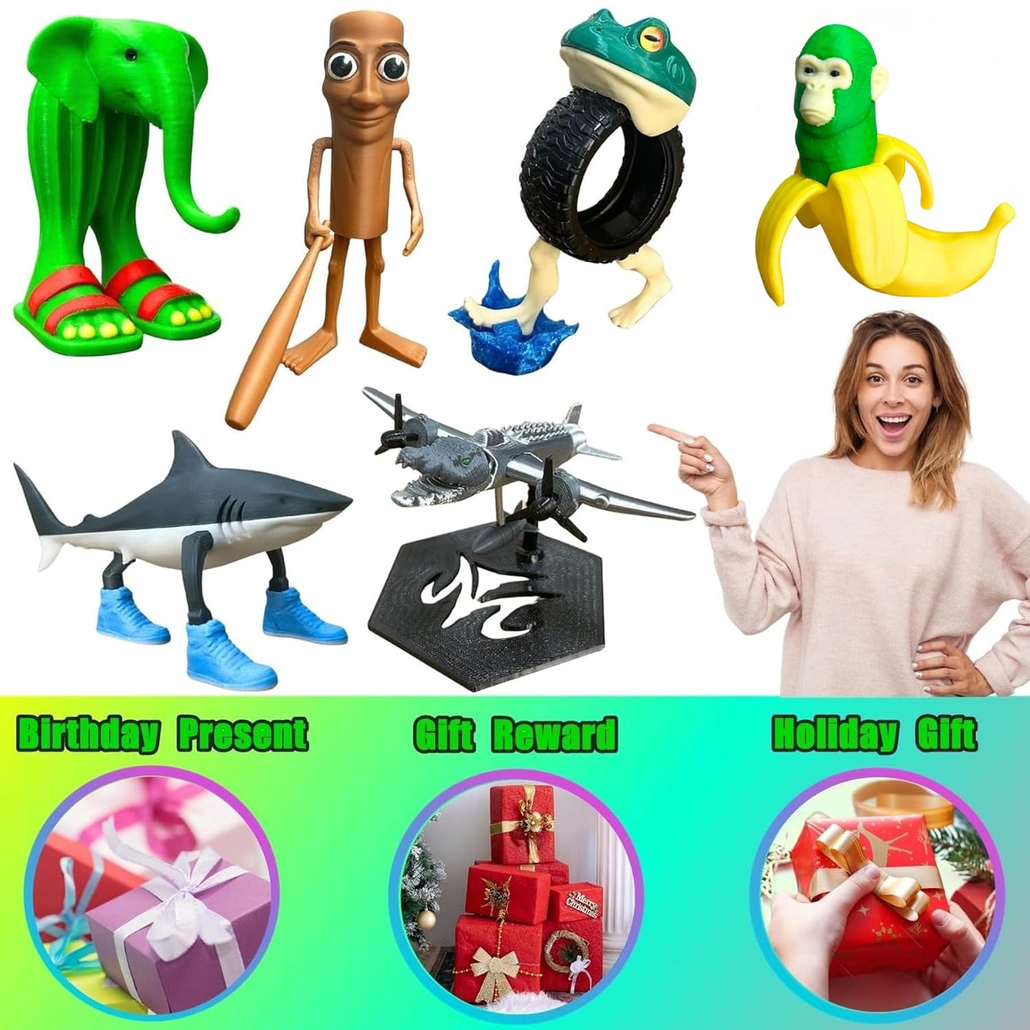 Tralalero Tralala Decoration, Meme Shark Figurines, Creative 3D Italian Brainrot Shark in Sneakers, Collectible Figurine Gifts for Fans (Yellow)