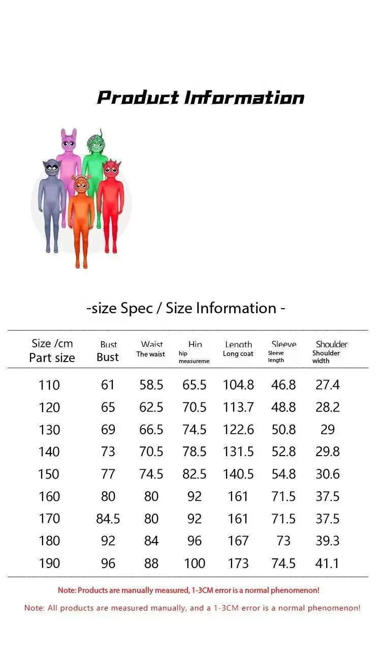Sprunki Incredibox Cosplay Costume Kid Monster Horror Game Clothing Creative Christmas Adult Party Jumpsuits Clothes Gift